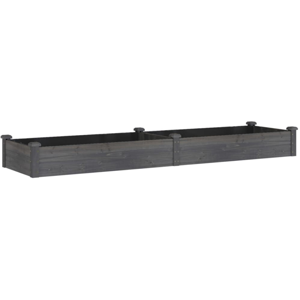 vidaXL Grey Solid Fir Wood Raised Garden Bed with Liner 240 x 60 x 25cm Image 1