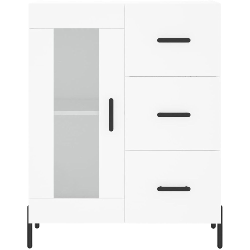 vidaXL Single Glass Door 3 Drawer 3 Shelf White Highboard Image 8