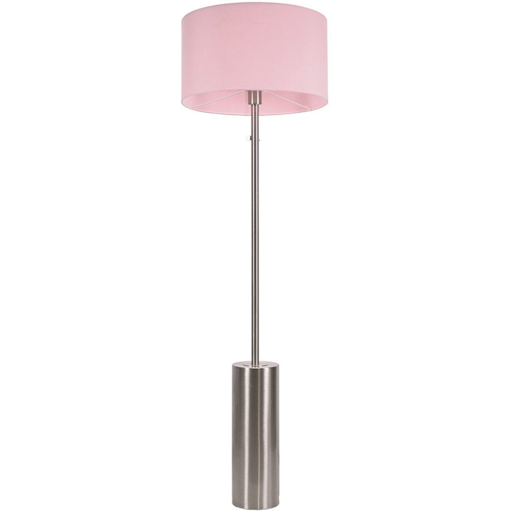 ValueLights Lexy Blush Pink Shade Chrome LED Floor Lamp Image 1
