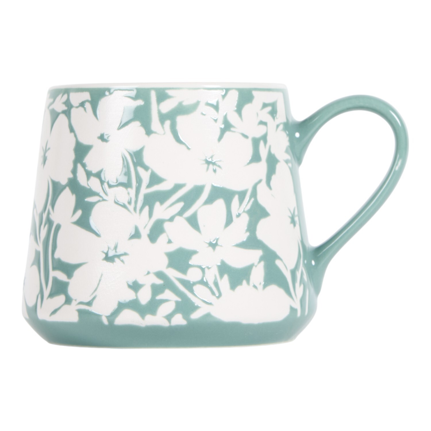 Floral Stoneware Mug 400ml Green Image 2