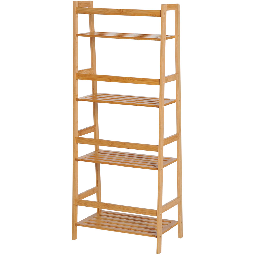 Portland 4 Shelf Bamboo Ladder Freestanding Bookshelf Image 5