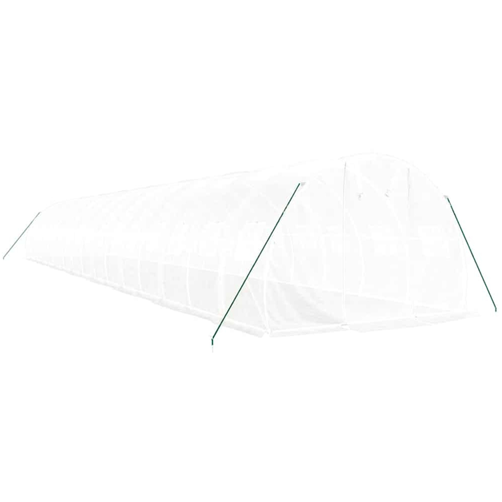 vidaXL White Polyethylene Galvanised Steel Frame 52.4 x 9.8ft Greenhouse Image 2