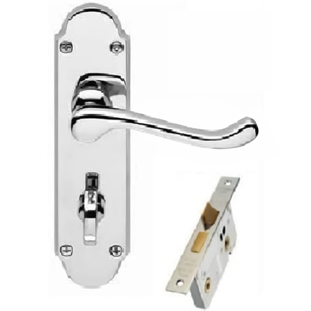 Golden Grace Chrome Victorian Epsom Scroll Bathroom Door Handle 170 x 40mm Image 2
