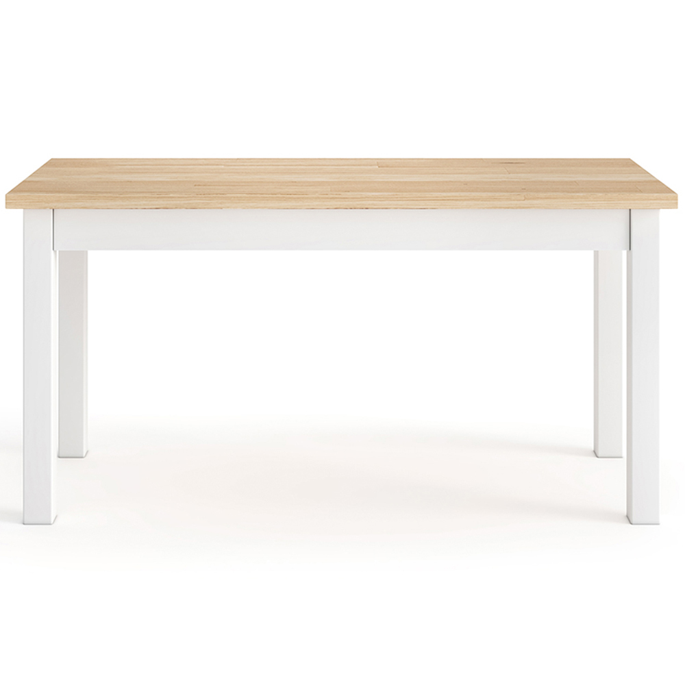 Living and Home 4 Seater White Wooden Dining Table and Bench Set Image 7