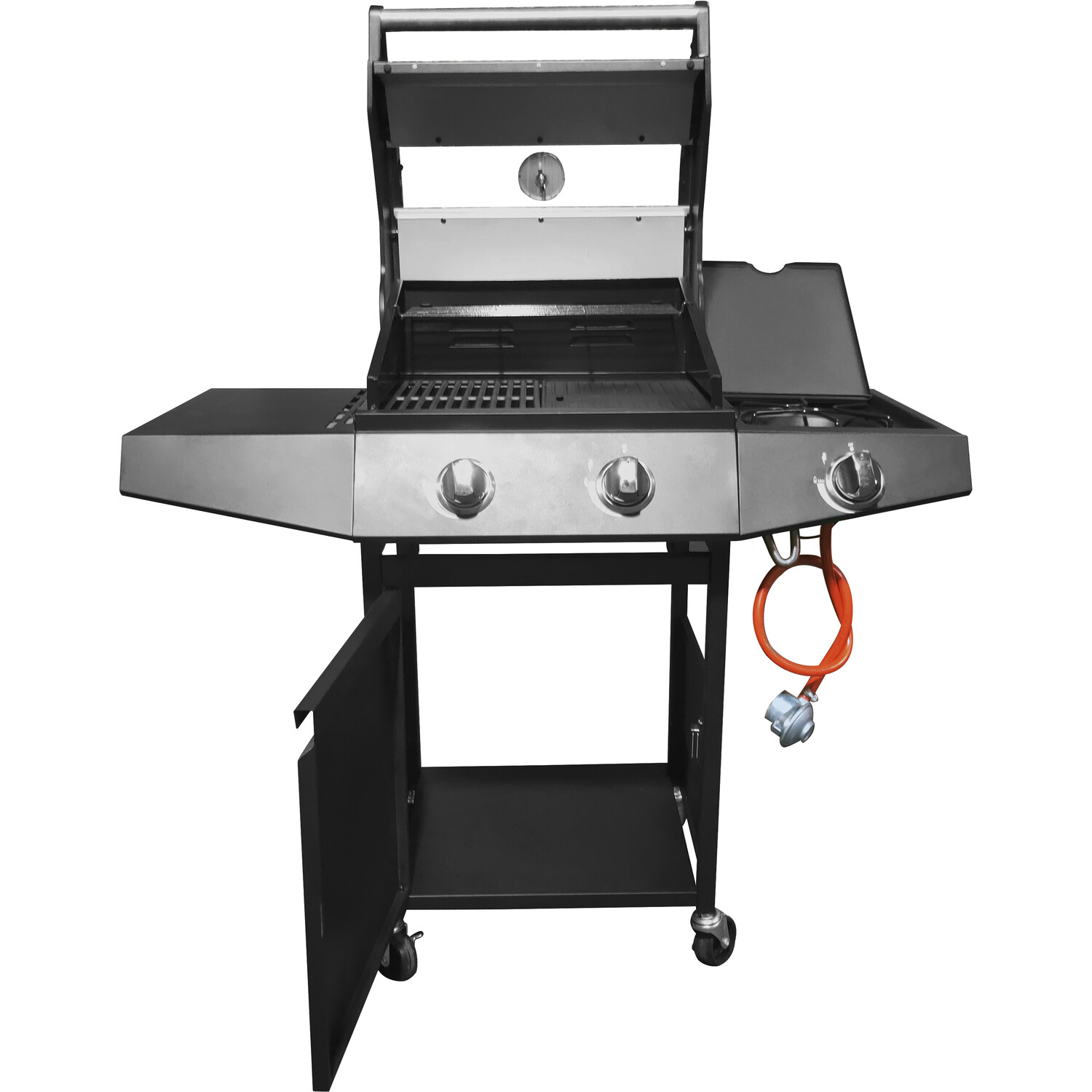 2 Burner Gas BBQ With Side Burner - Black Image 2