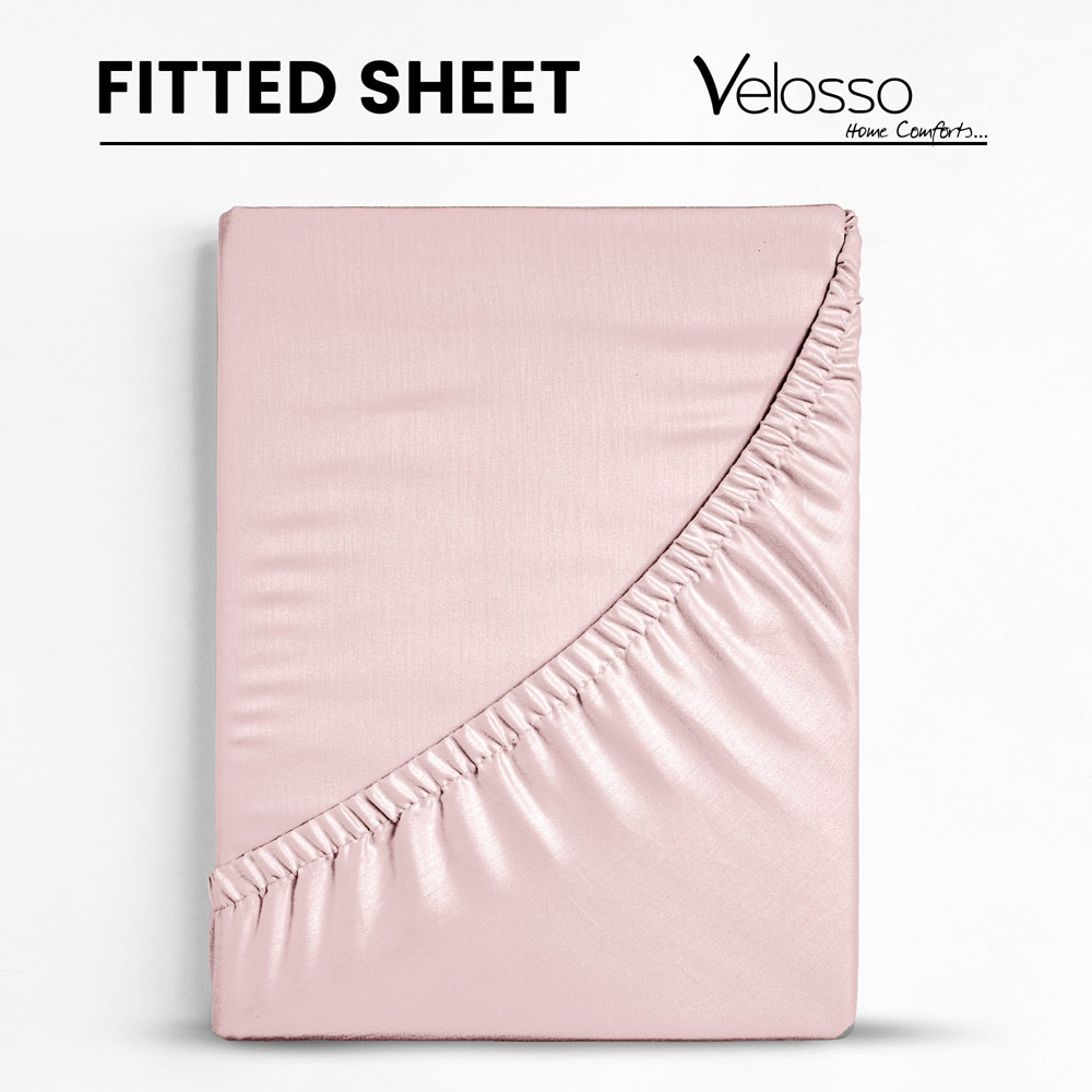 Velosso Microfibre Double Pink Fitted Sheet Image 3