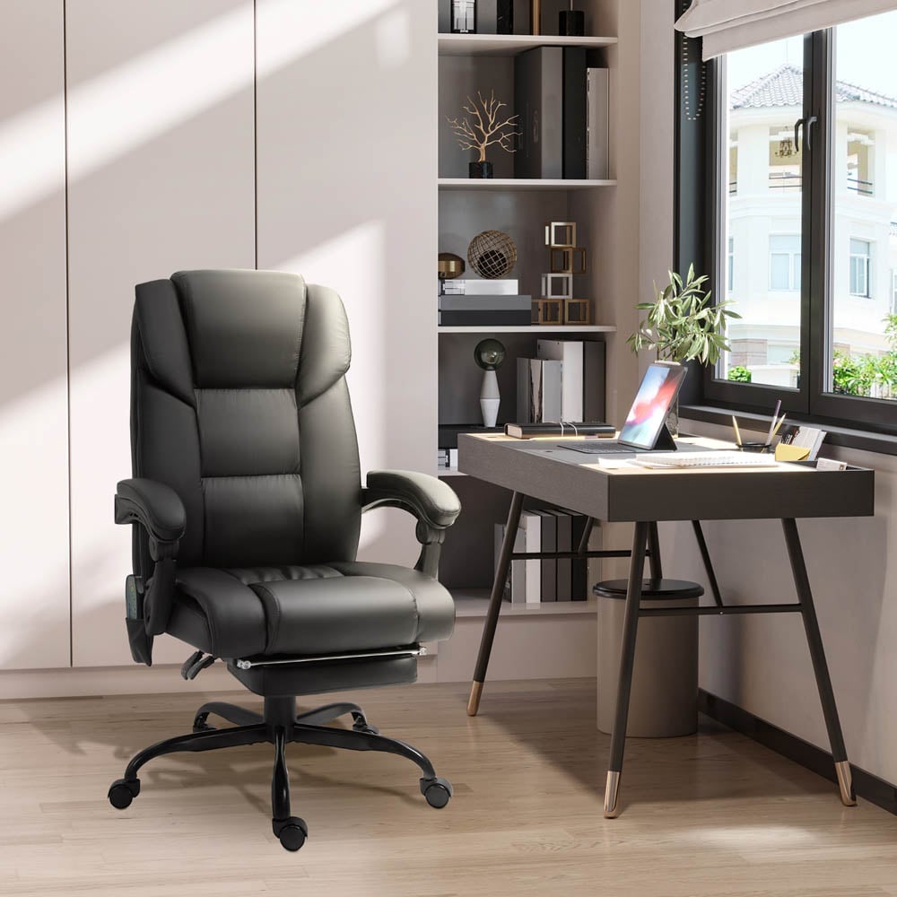 Portland Black PU Leather Swivel Massage Office Chair Image 7