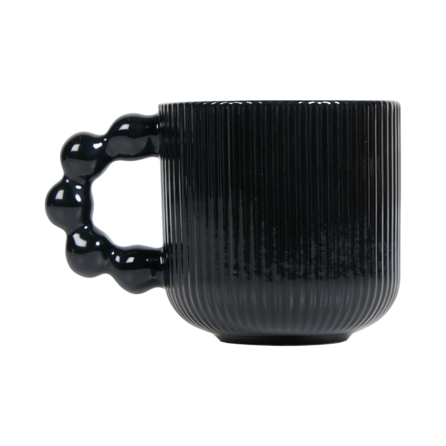 Ribbed Bobble Handle Mug Black or White Image 1
