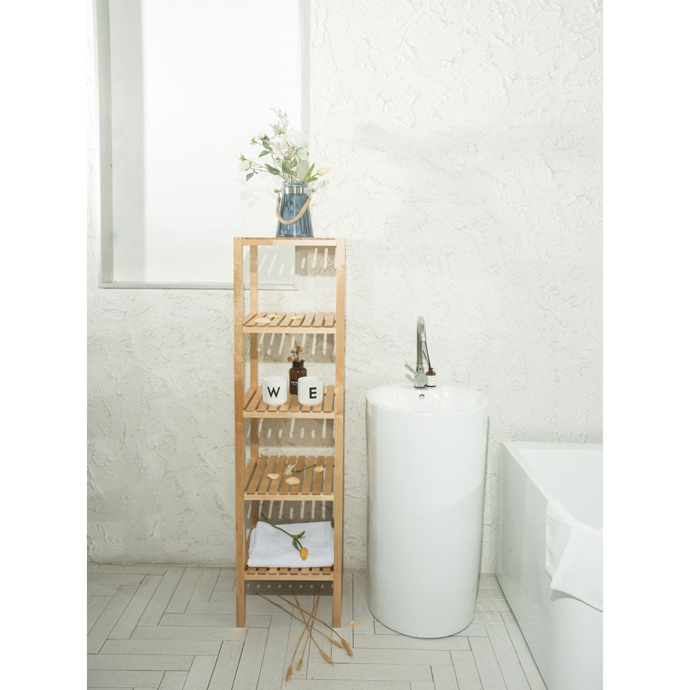 FurnitureHMD 4 Shelf Natural Birch Wood Bookcase Image 5