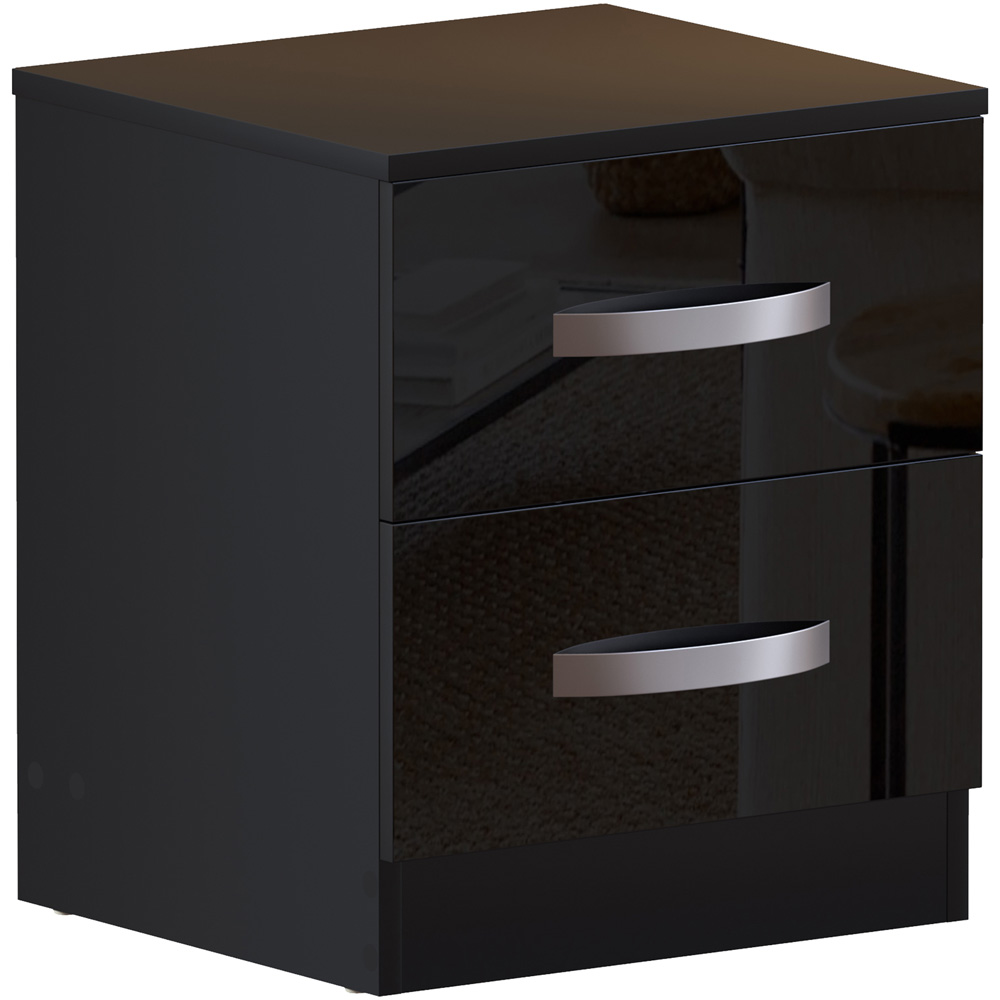 Vida Designs Hulio 2 Drawer Black Bedside Table Image 2