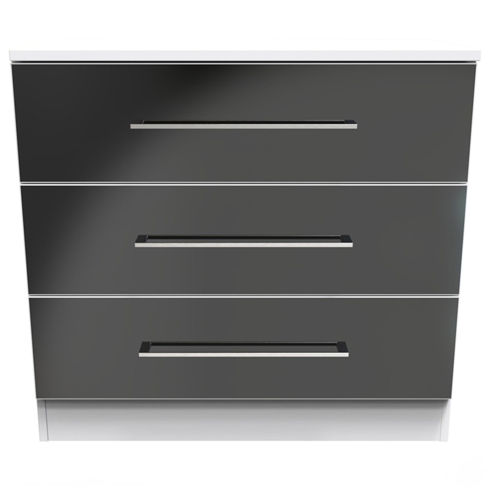 Crowndale Worcester 3 Drawer Matt Black and White Chest of Drawers Ready Assembled Image 3