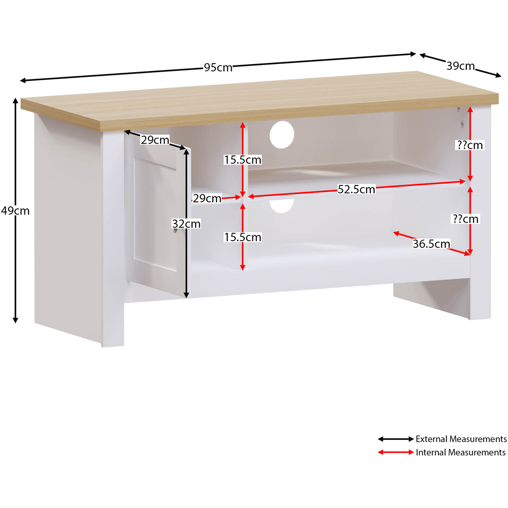 Vida Designs Arlington Single Door 2 Shelf White TV Unit Image 7