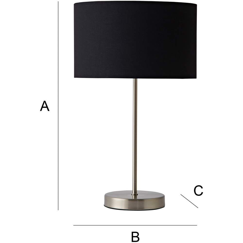 ValueLights Charlie Metallic and Black Shade Brushed Chrome Table Lamp and Bulb Image 8