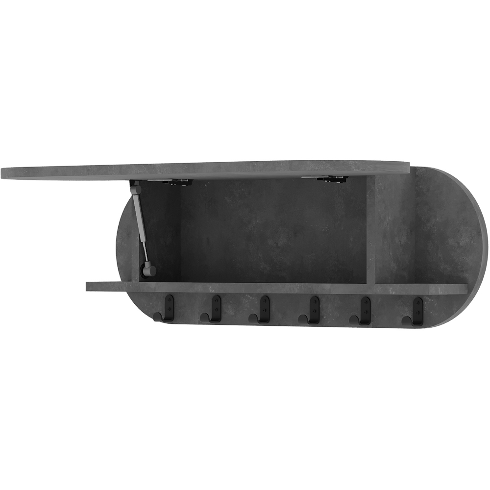 Decortie Kroma 6 Hook Single Door Retro Grey Modern Wall Mounted Coat Hanger with Storage Cabinet Image 1