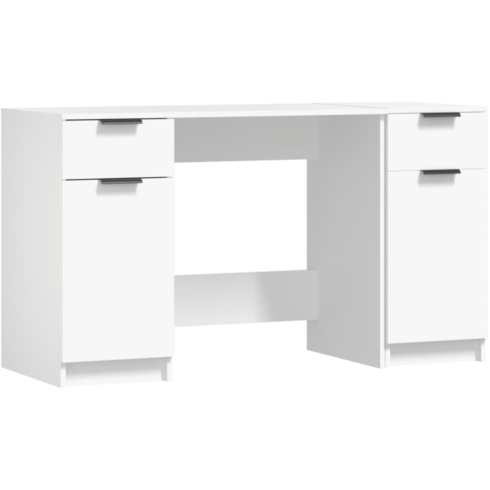 vidaXL 2 Door 2 Drawer Computer Desk White Image 2