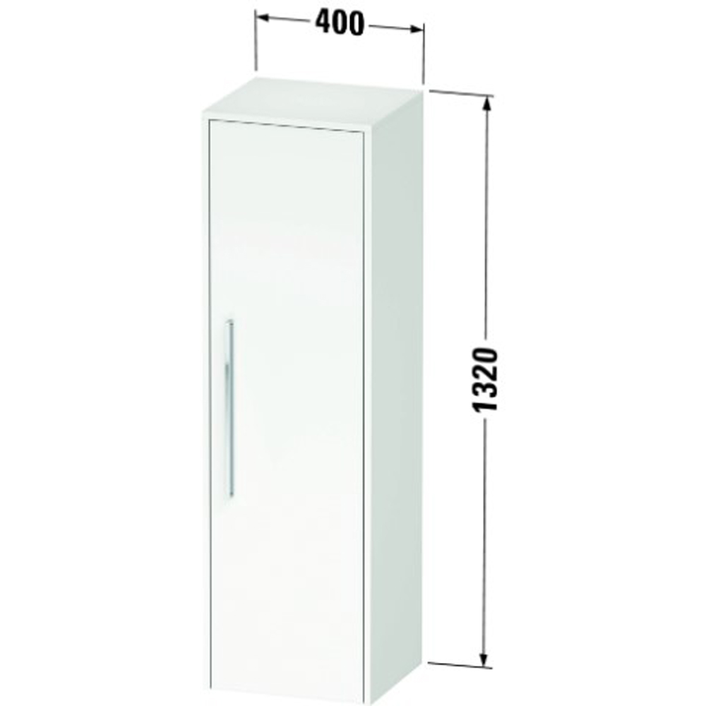 Duravit D-Code Single Left Door Pale Green Semi-Tall Cabinet with Black Handle 1320 x 400mm Image 3