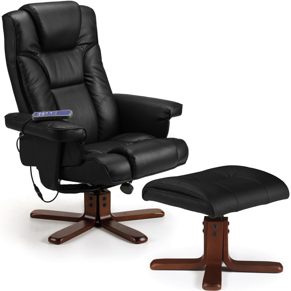 Julian Bowen Malmo Black Massage Recliner Chair and Stool Image 2