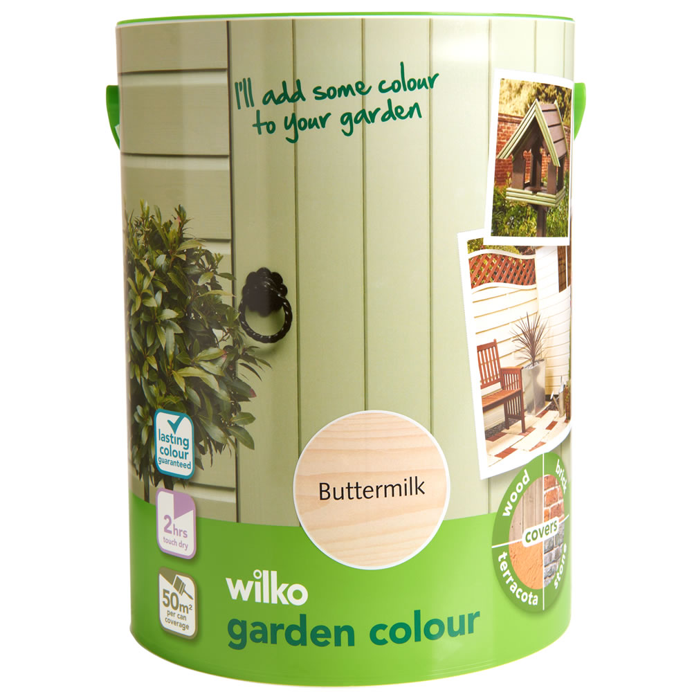 Wilko Garden Colour Buttermilk Exterior Paint 5L Image 1