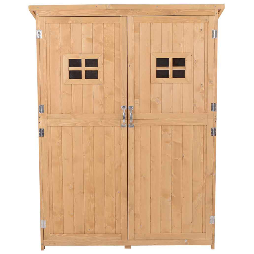 Outsunny 4.8 x 1.6ft Natural Double Door Tool Shed Image 8