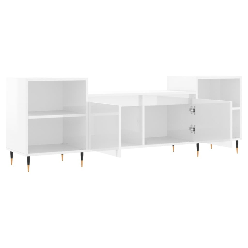 vidaXL 2 Door 4 Shelf High Gloss White TV Cabinet Image 6
