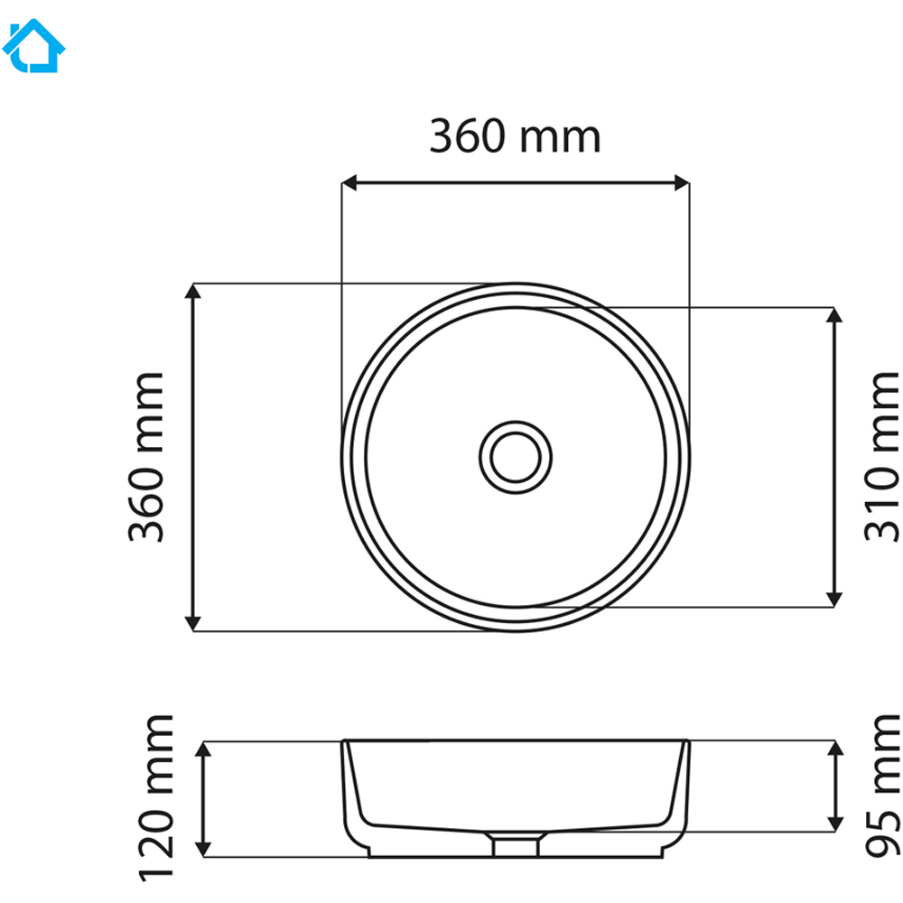 Limoge Marble Effect Vertical Thin Edge Round Countertop Basin 360mm Image 3