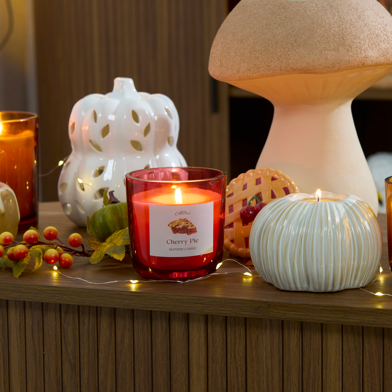 Ceramic Pumpkin Tealight Holder Image 3