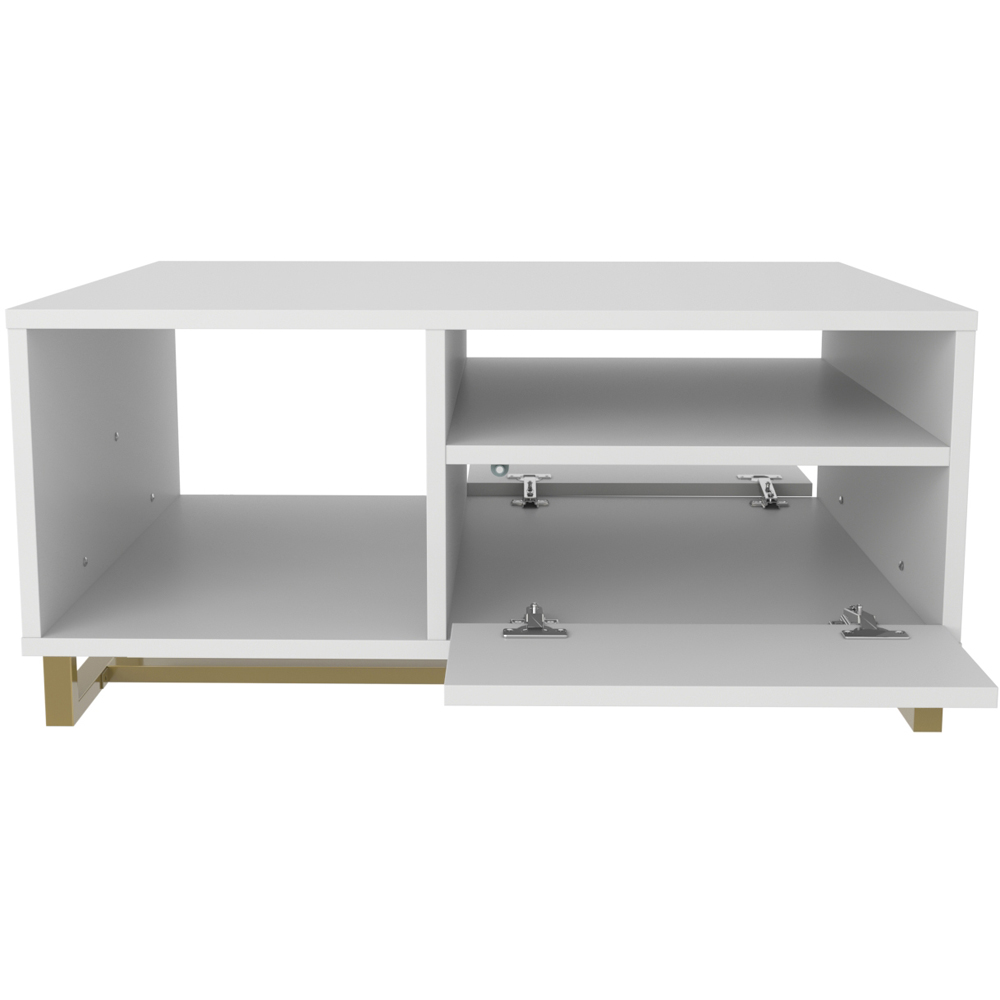 Decorotika Utopie 2 Door 2 Shelf White Modern Coffee Table Image 3