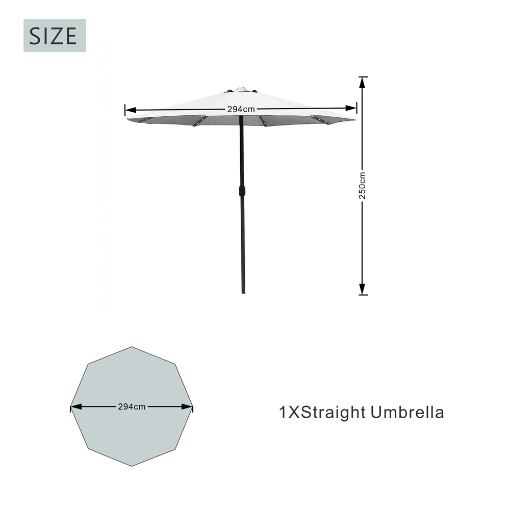 Direct Wicker Light Beige LED Crank Handle Parasol 2.94m Image 8
