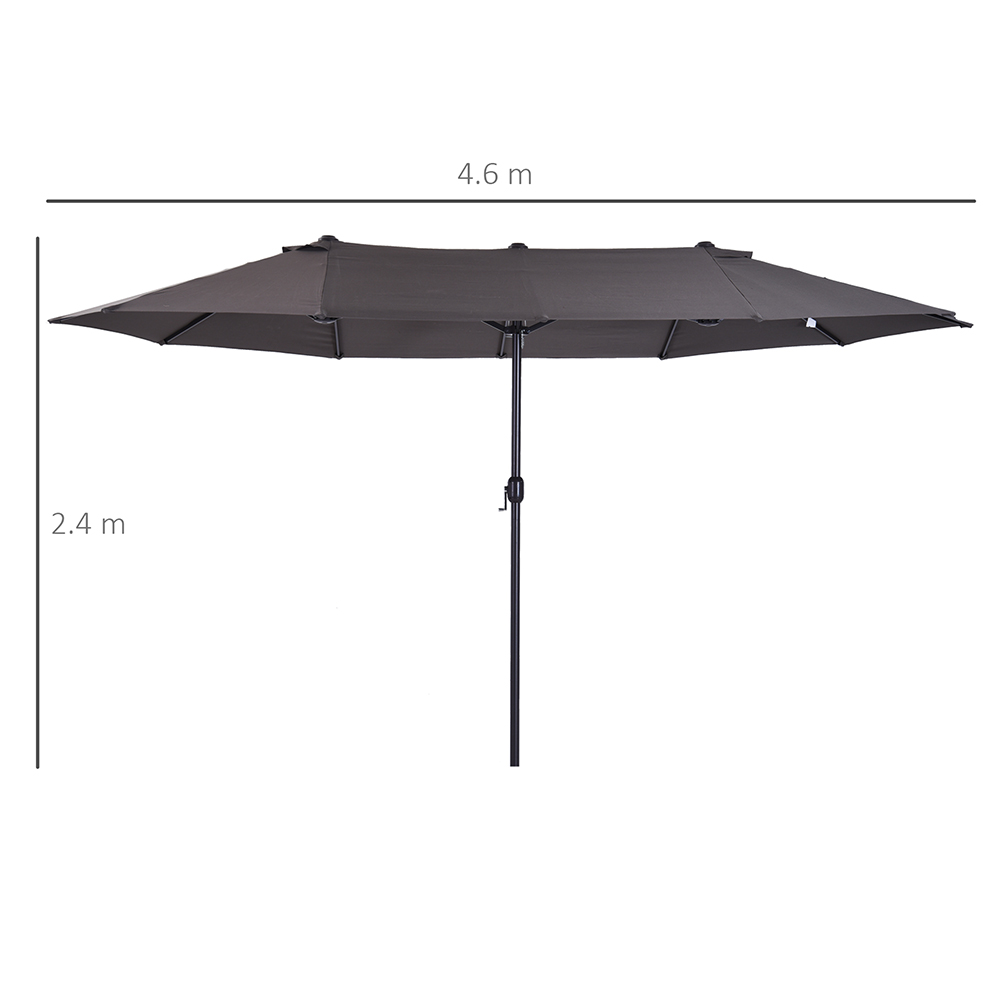 Outsunny Grey Crank Lift Garden Parasol 4.6m Image 5