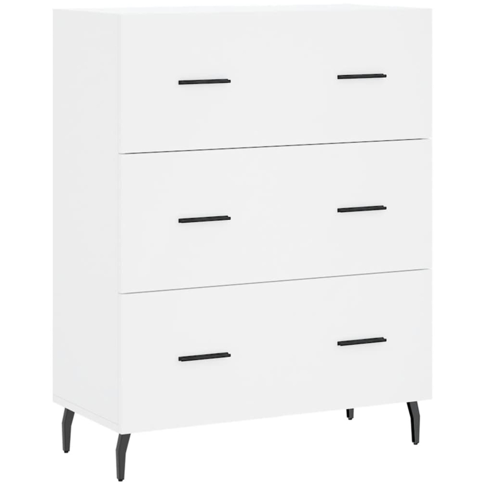 vidaXL 3 Drawer 3 Shelf White Tall Highboard Image 7