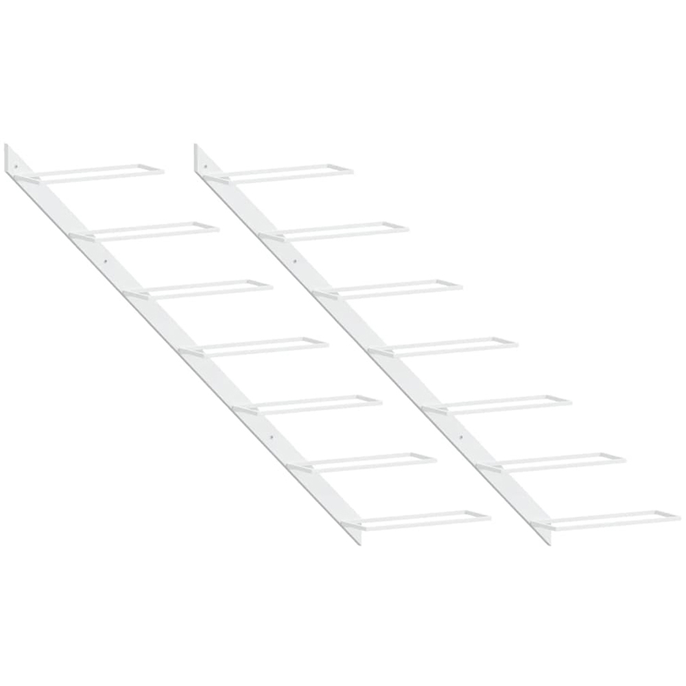 vidaXL 7 Bottle White Ladder Style Wall Mounted Wine Rack Set of 2 Image 3