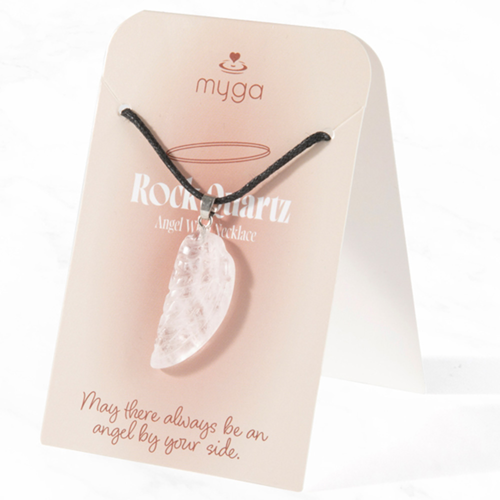 Myga Rock Quartz Angel Wing Pendant Necklace Image 3
