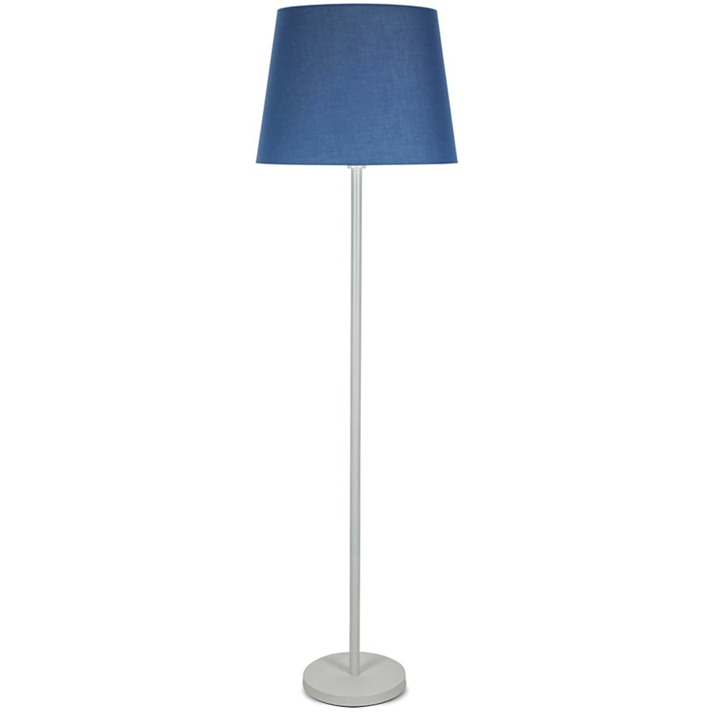 ValueLights Charlie Navy Tapered Shade White Floor Lamp and Bulb Image 1