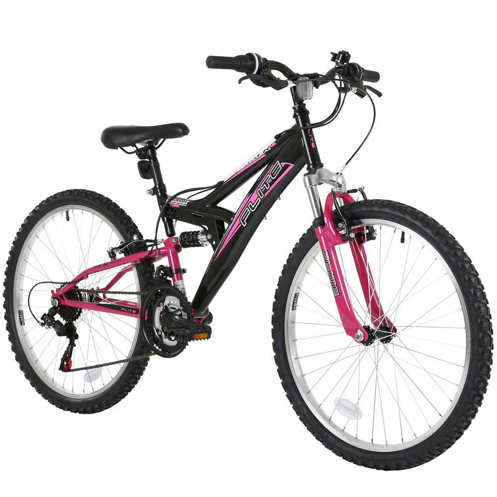 Flite Taser Kids Dual Suspension 18 Speed 14" Black/Pink Bike Image 2