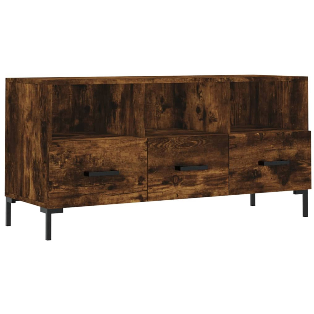 vidaXL 3 Drawer 3 Open Shelf Smoked Oak TV Cabinet Image 2