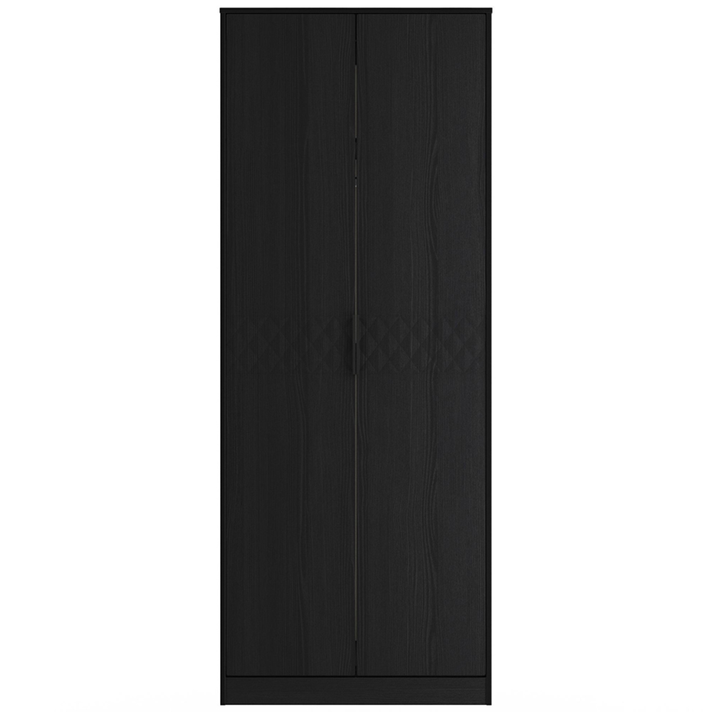 Crowndale Harlequin 2 Door Black Ash Tall Wardrobe Ready Assembled Image 3