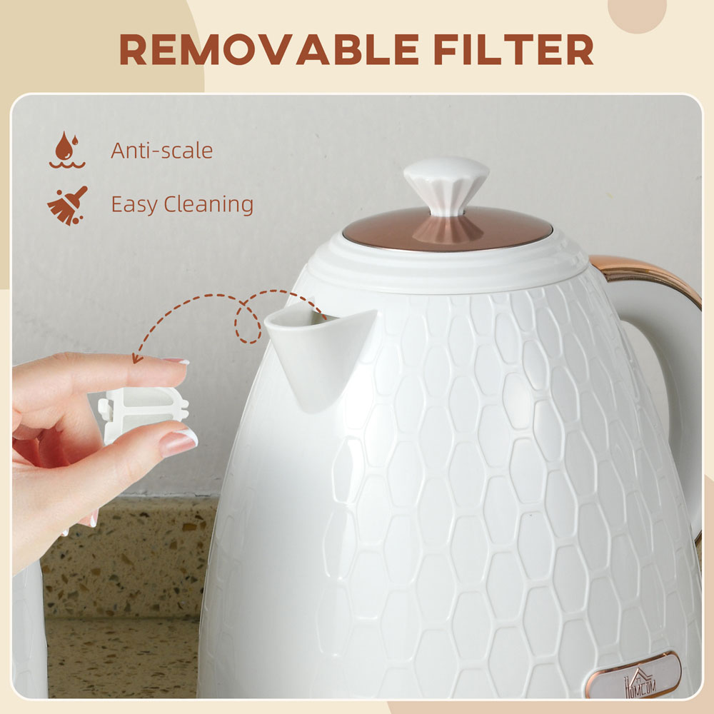 HOMCOM 800-206V70CW Cream 1.7L Fast Boil Electric Kettle 3kW Image 8
