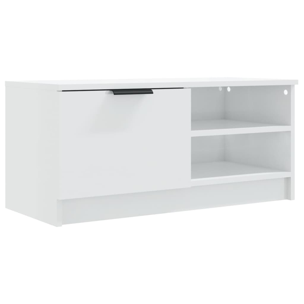 vidaXL Single Door 2 Shelf High Gloss White TV Cabinet Set of 2 Image 6