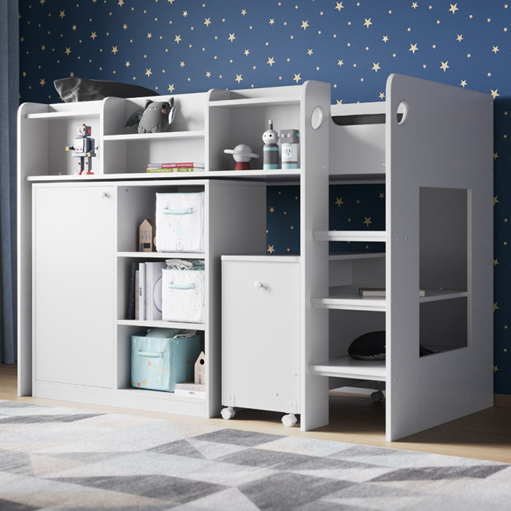 Flair Wizard Junior Single White High Sleeper Work Station Image 1