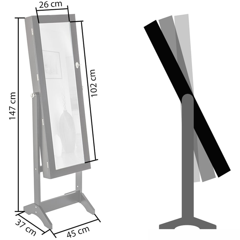 tectake White Lockable Full Length Mirror with Storage Image 7