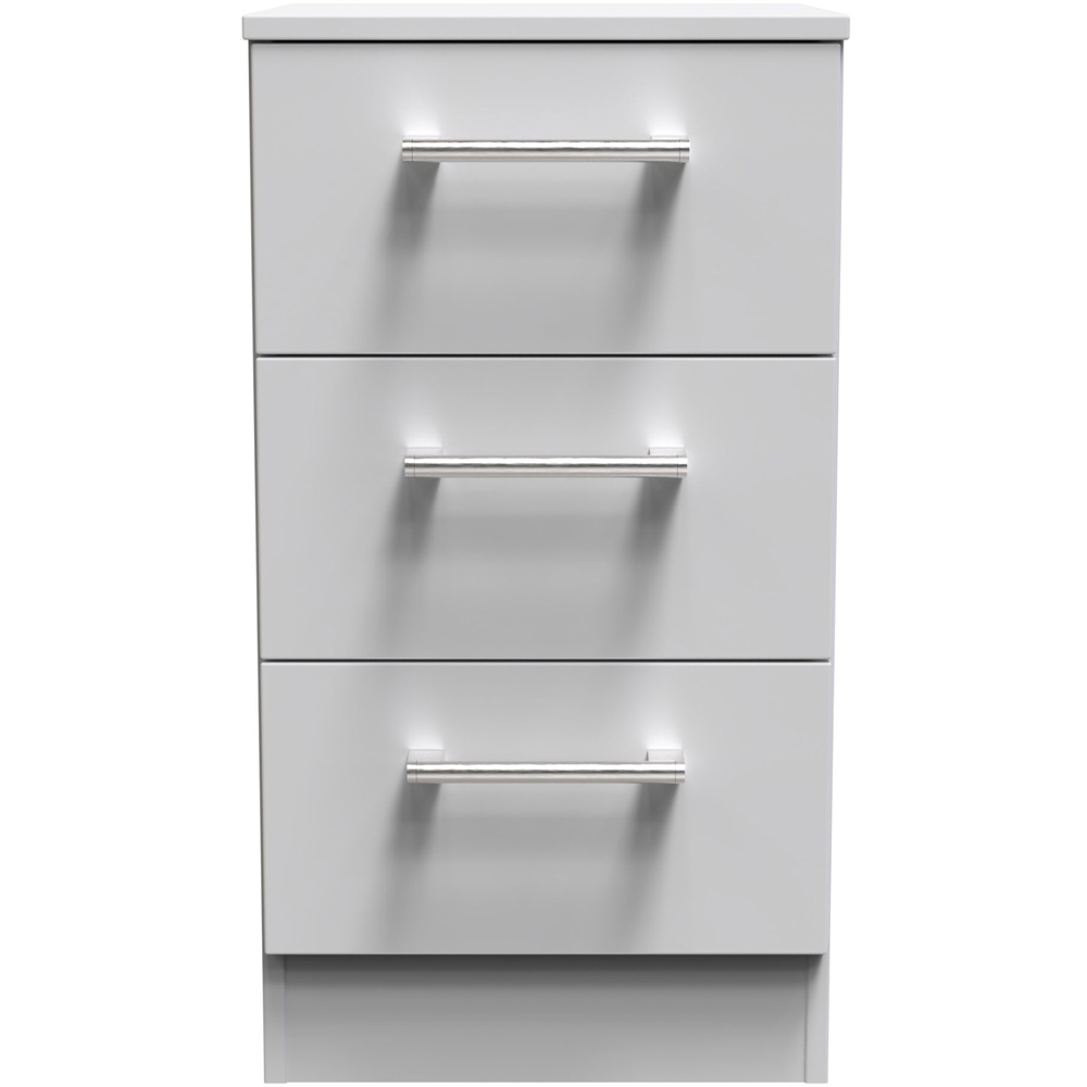 Crowndale Devon 3 Drawer Grey Matt Bedside Table Image 3