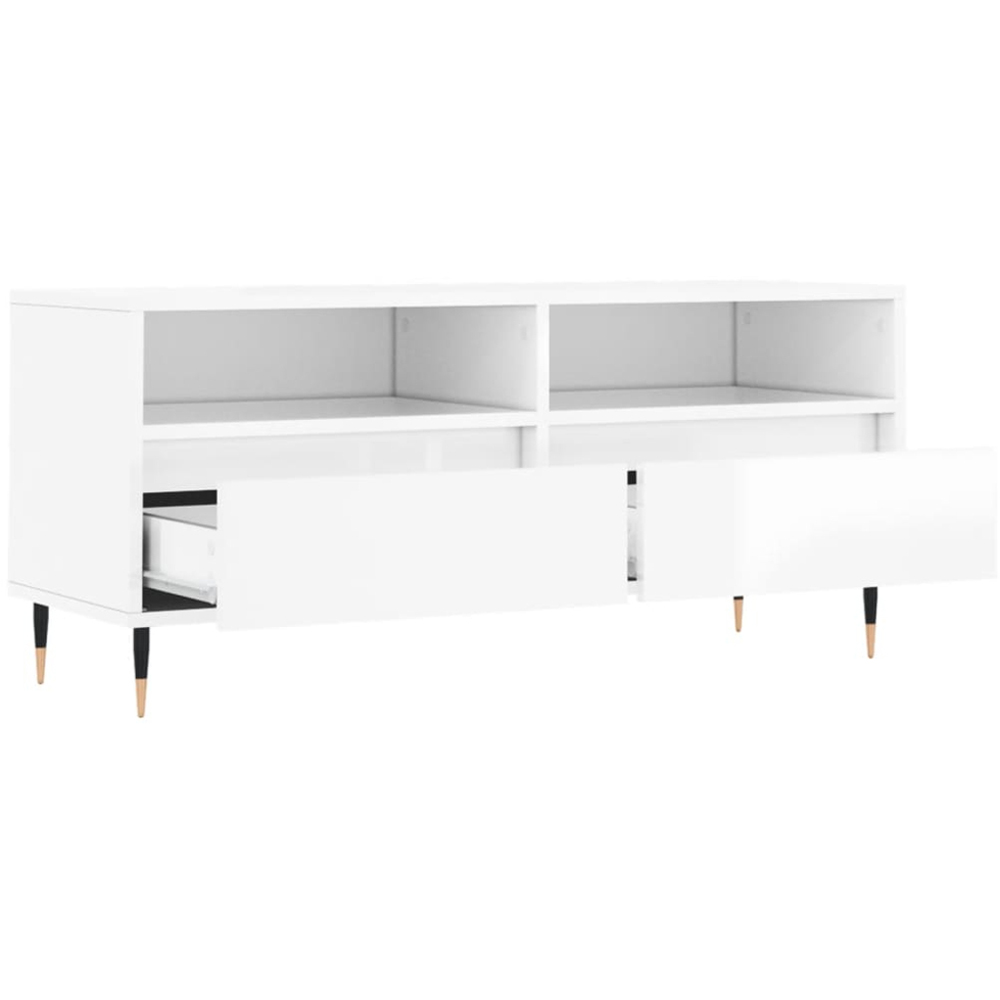vidaXL 2 Drawer 2 Shelf High Gloss White TV Cabinet Image 6