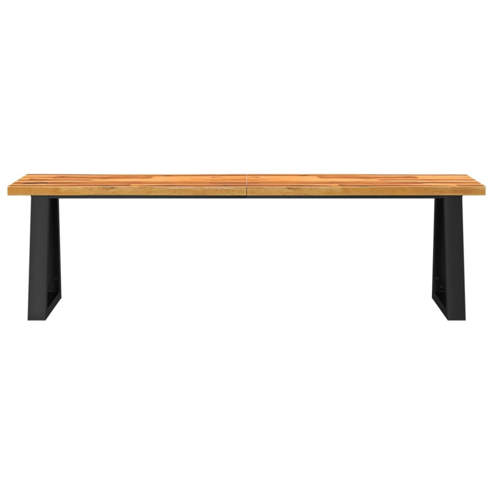 vidaXL 3 Seater Solid Acacia Wood Bench with Live Edge Image 4