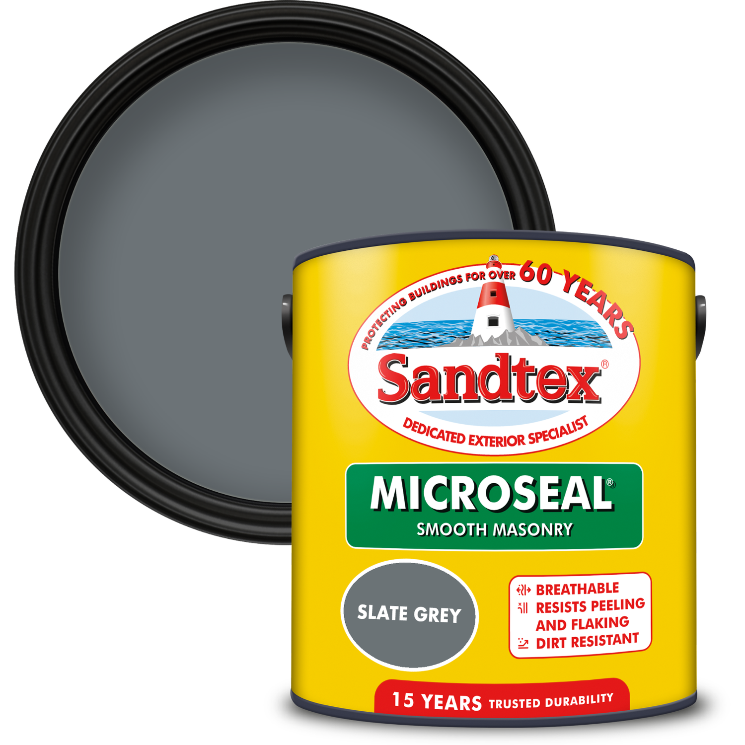 Sandtex Walls Slate Grey Microseal Smooth Masonry Matt Paint 2.5L Image 1