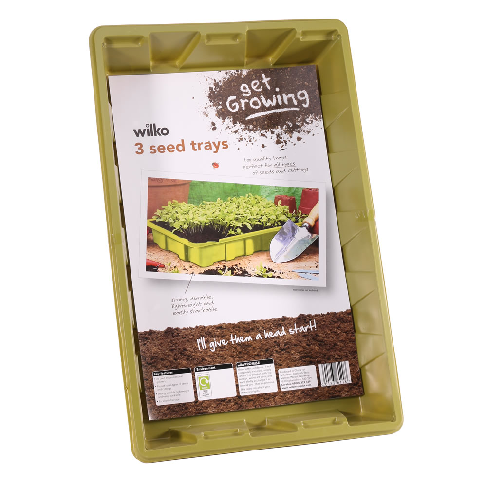 Wilko Seed Tray Economy Olive 3pk Image 1