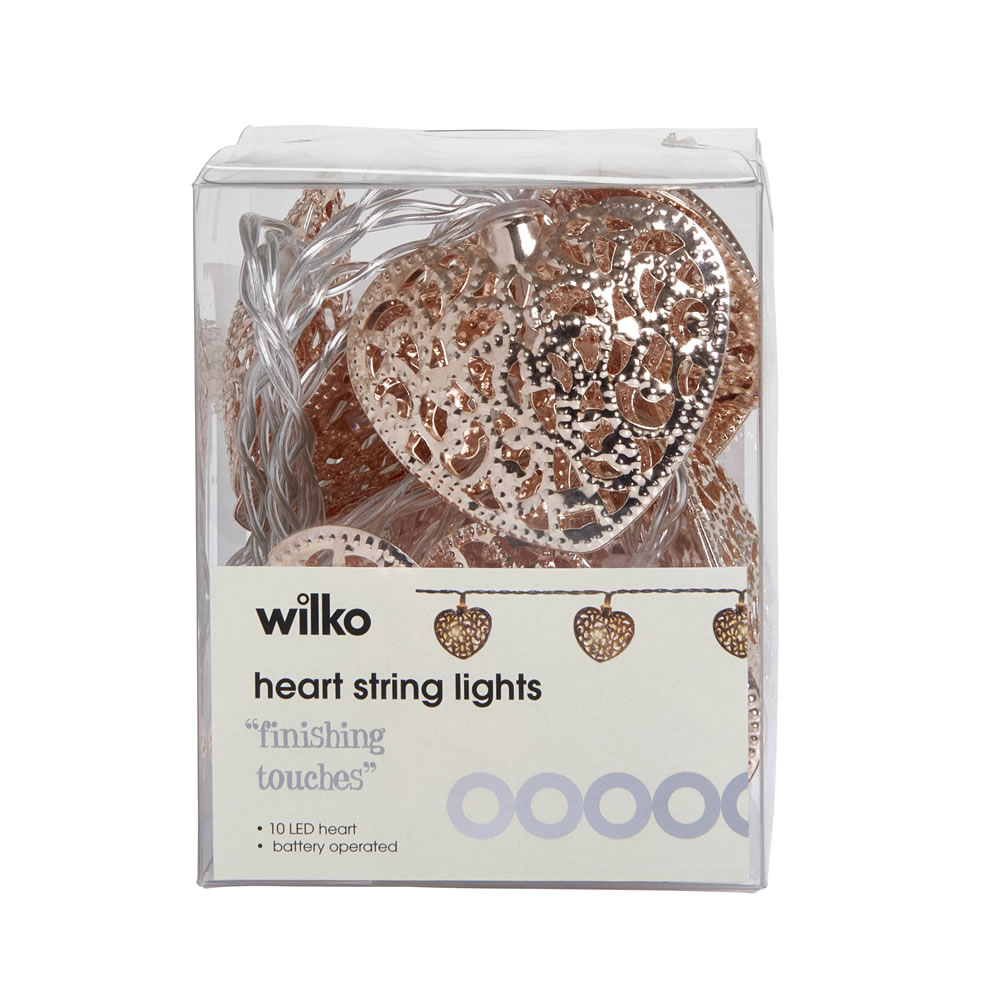 Wilko Heart String Lights Copper Effect Image 1