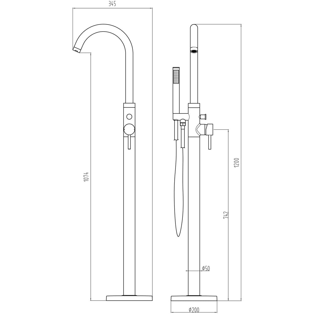 Bathstore Newton Brushed Brass Floor Standing Bath Shower Mixer Image 6