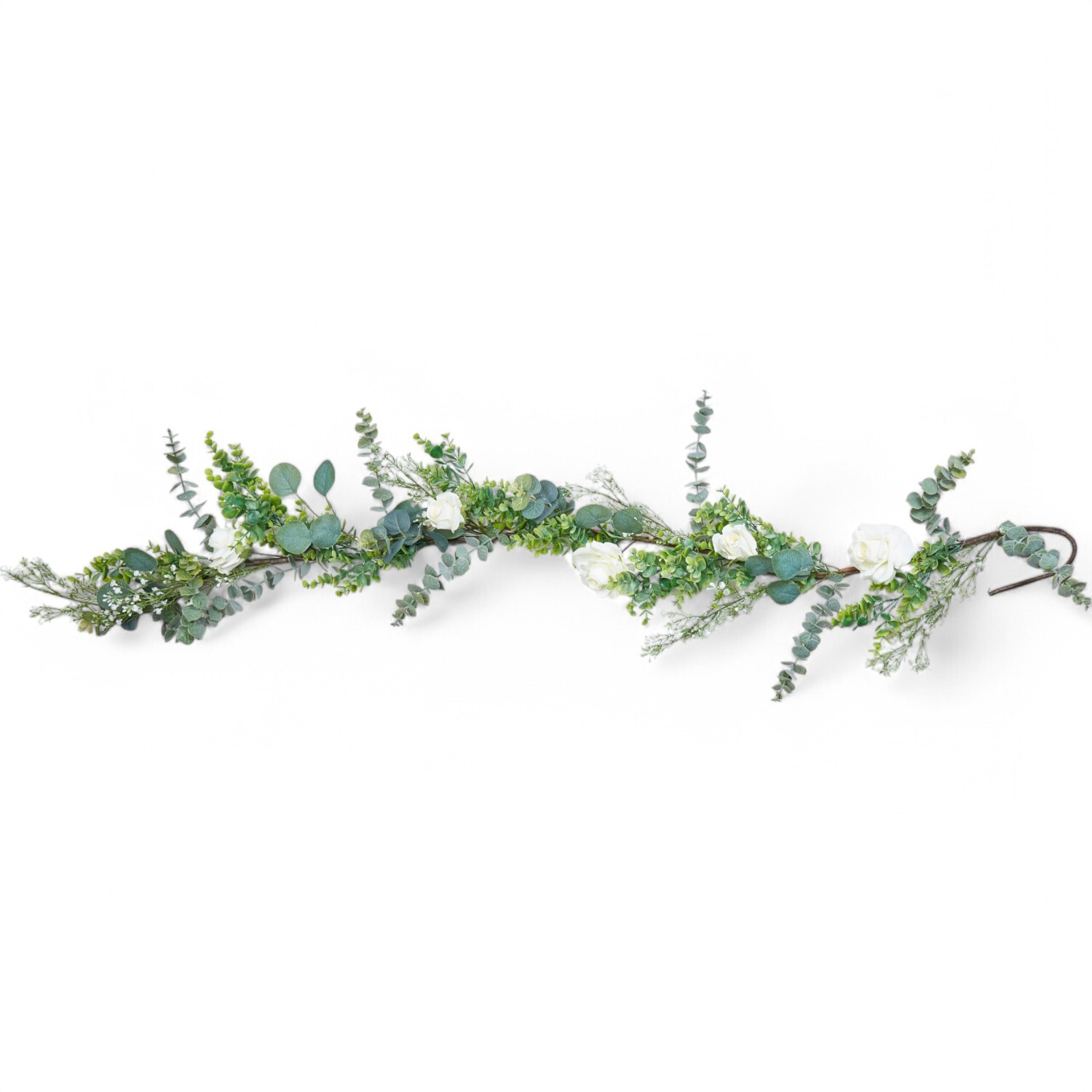 White Rose Eucalyptus Luxury Garland White Image 1