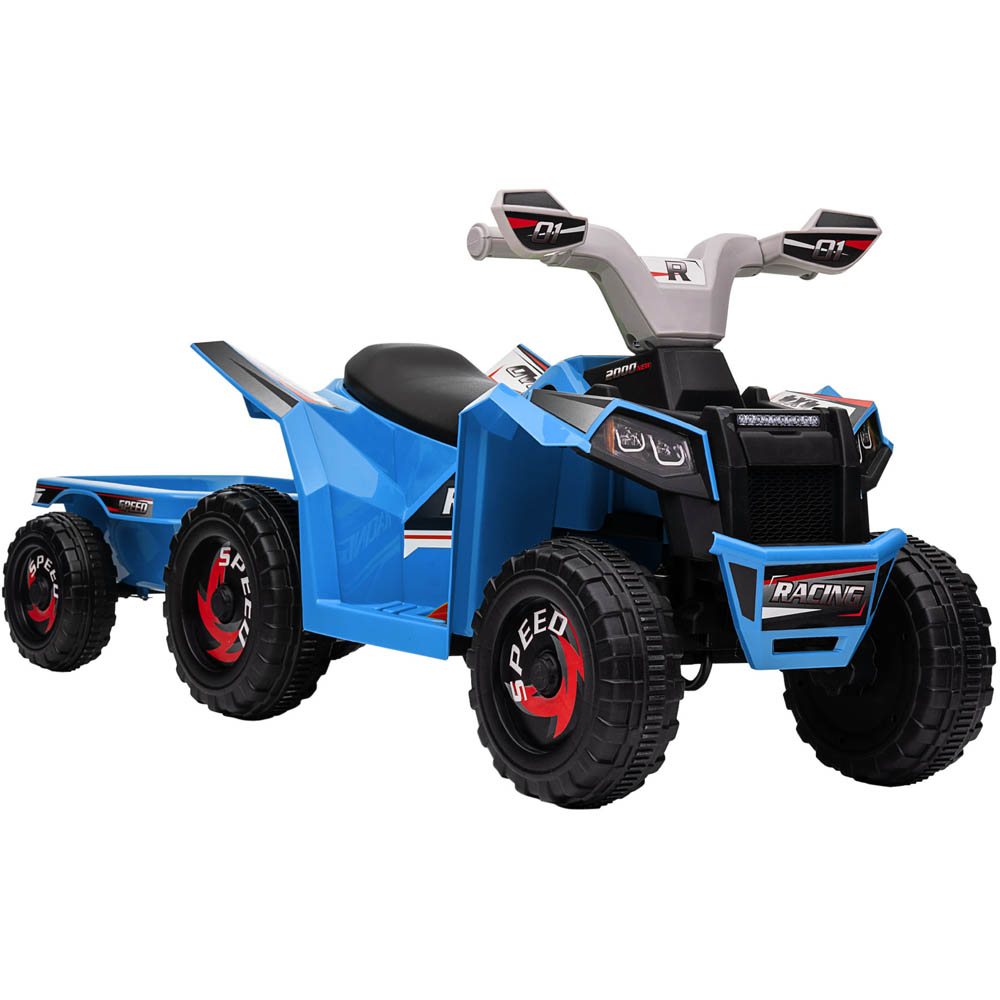 Tommy Toys Toddler Ride On Electric Quad Bike With Trailer Blue 6V Image 1