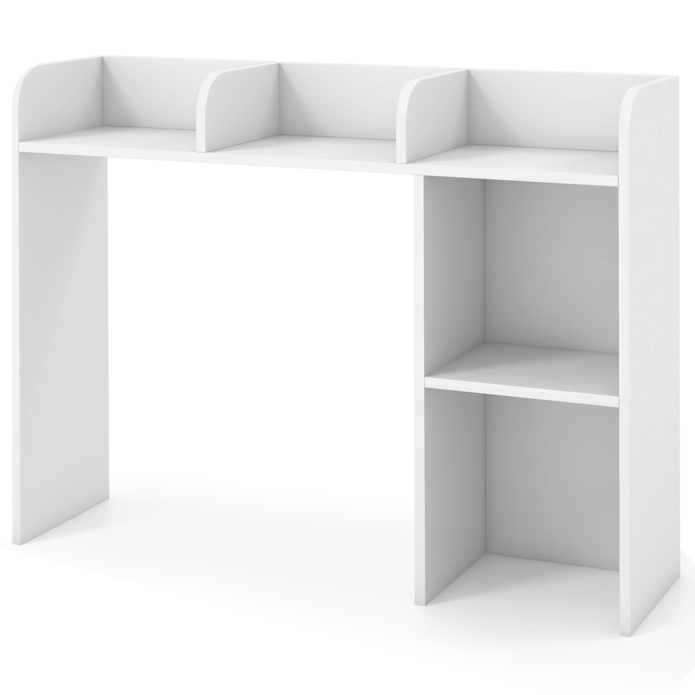 Costway 6 Shelf White Wooden Desktop Bookshelf Image 2